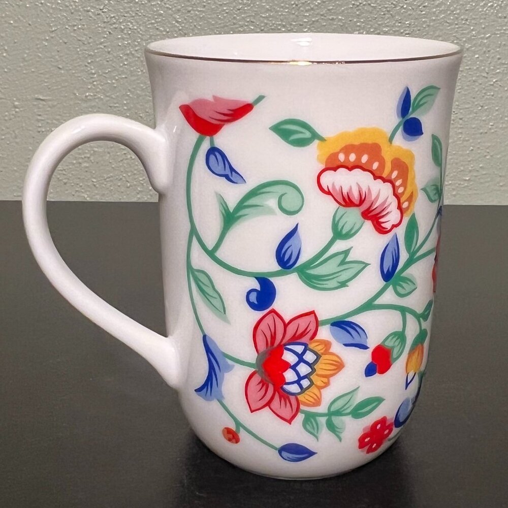 Vtg Otagiri Norman Clifton Porcelain Floral Mug Gold Trim Tea Cup Crafted Japan